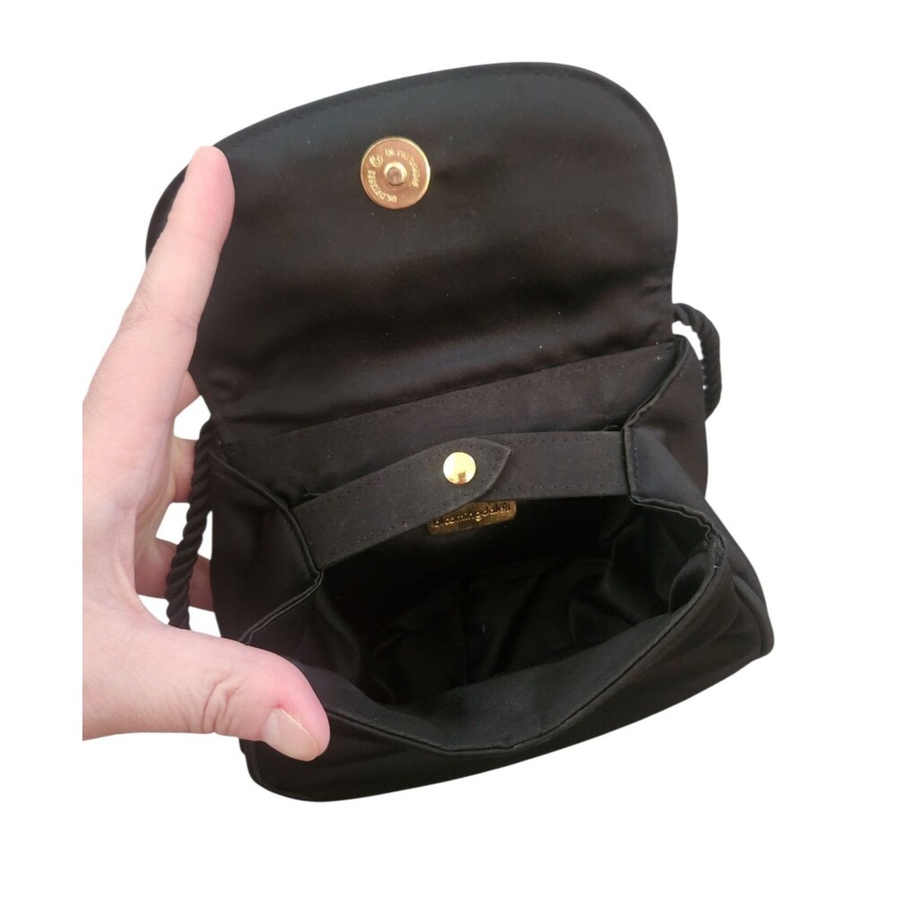 Bloomingdale’s Vintage Black Satin Evening Shoulder Bag Purse 80s 90s Formal - Picture 6 of 9